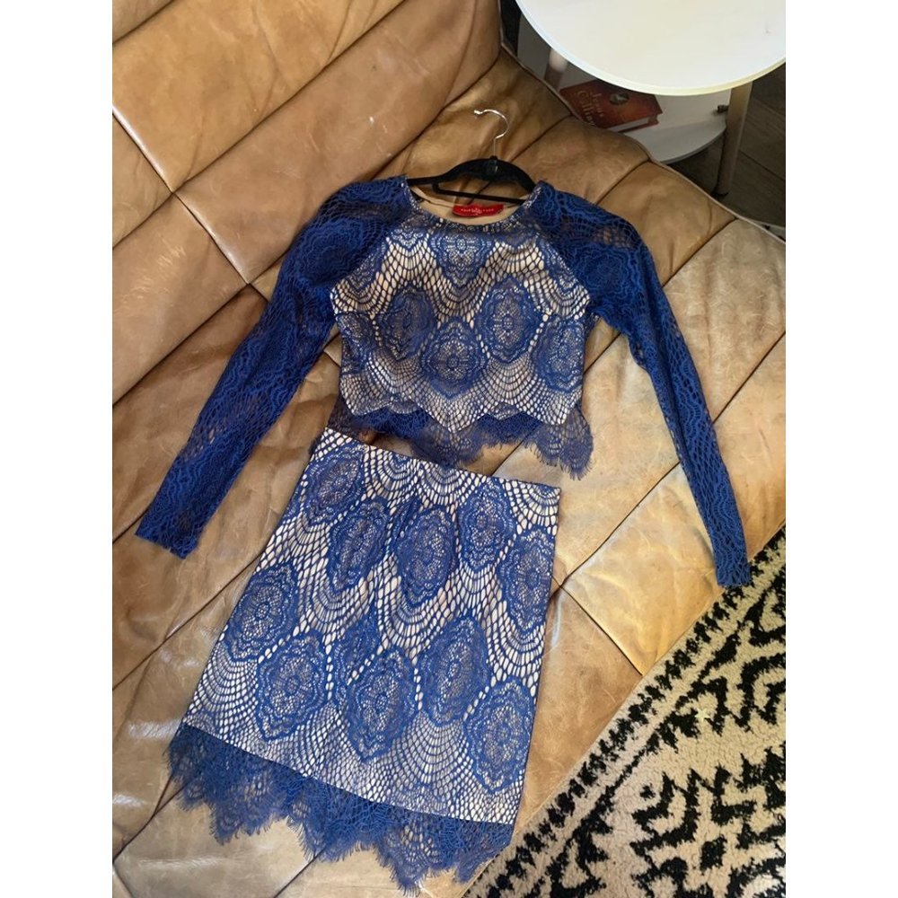 AKIRA Blue Lace Mini Dress